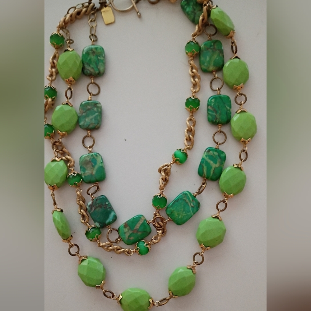 Statement  Green Beaded Necklace